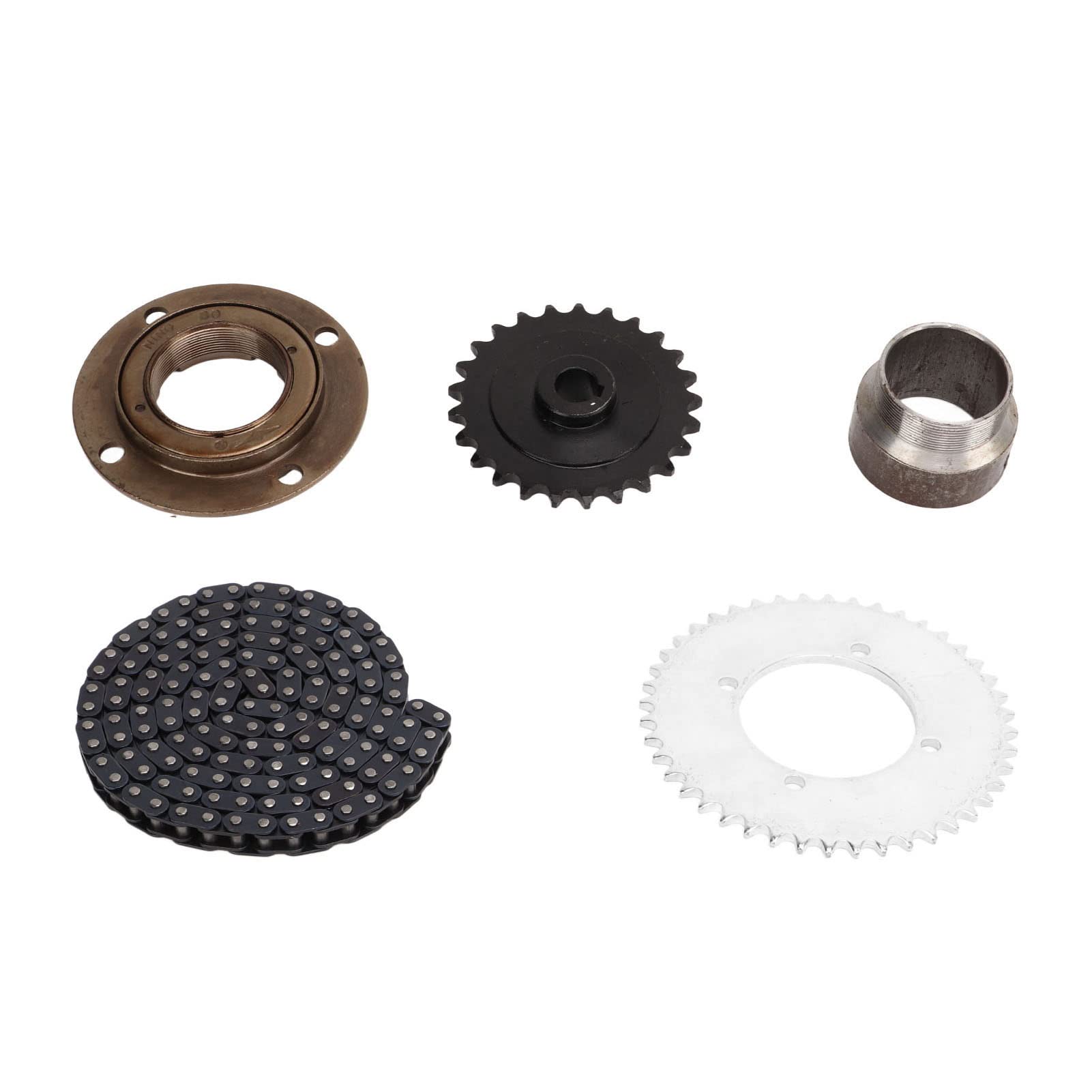T8F Kettensatz, DIY-Set für Roller, Fahrräder, Motorräder, ATVs und Geländefahrzeuge, 146-gliedrige Kette, Dreiradverbinder, 44- und 25-Zahn-Ritzel, zahnloses Schwungrad
