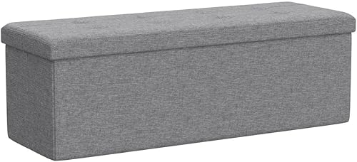 Miniatura 33 de Giantex Banco otomano de almacenamiento, 43.5 pulgadas de largo, cofre de almacenamiento plegable con separador, banco de zapatos acolchado para