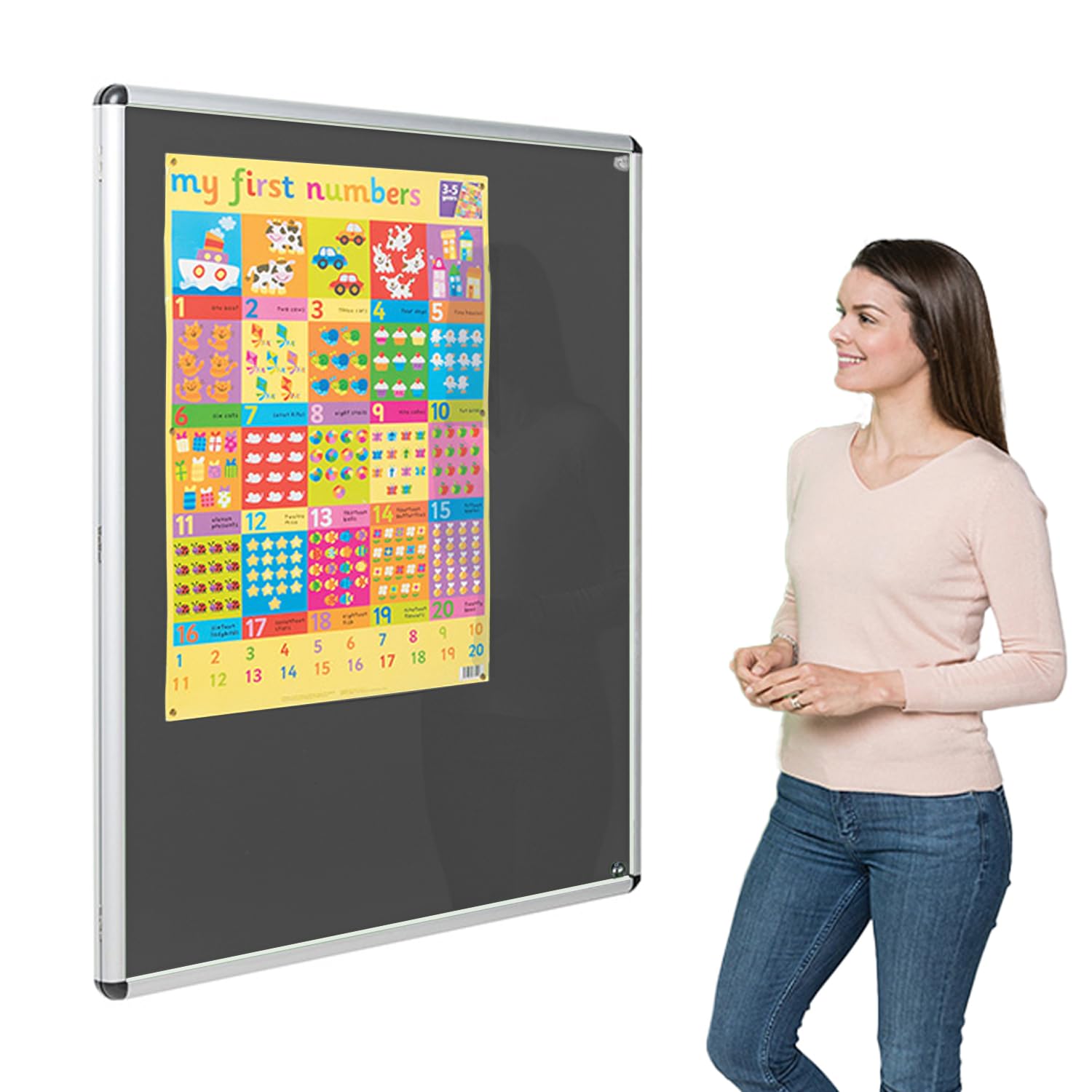 Wonderwall Tamperproof Lockable Notice Board, 120 x 90 cm, Fire Resistant, Indoor Display Pinboard, Aluminium Frame with 2 Matching Locks, 5 Colours to Choose from, incl.- Ideal for Office, School