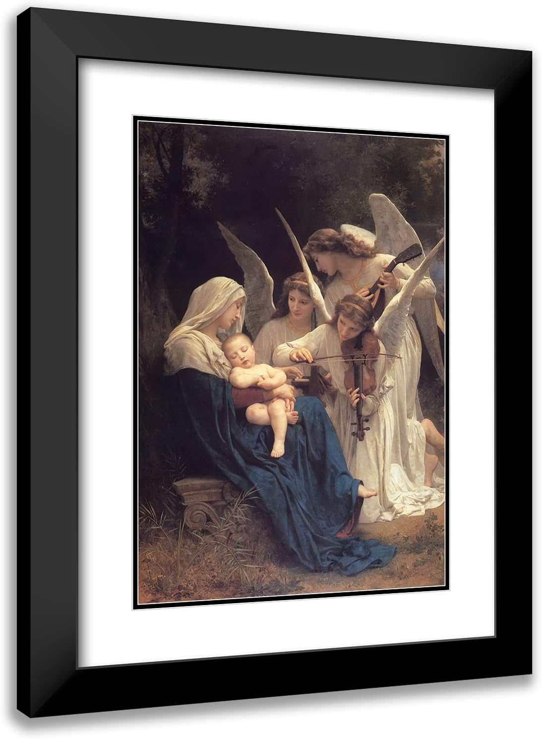 ArtDirect William Bouguereau 14x18 Black Modern Frame and Double Matted Museum Art Print Titled - The Song of the Angels (1881)