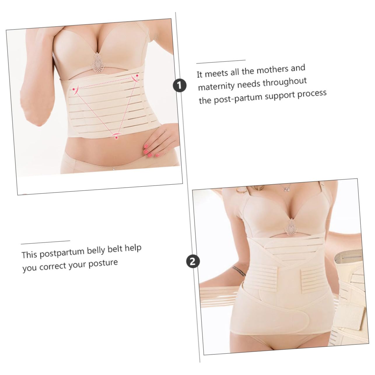 KOMBIUDA 3pcs Postpartum Belly Band Set Breathable Recovery Wraps for Back Support Waist Definition Postnatal Belly Support for Women