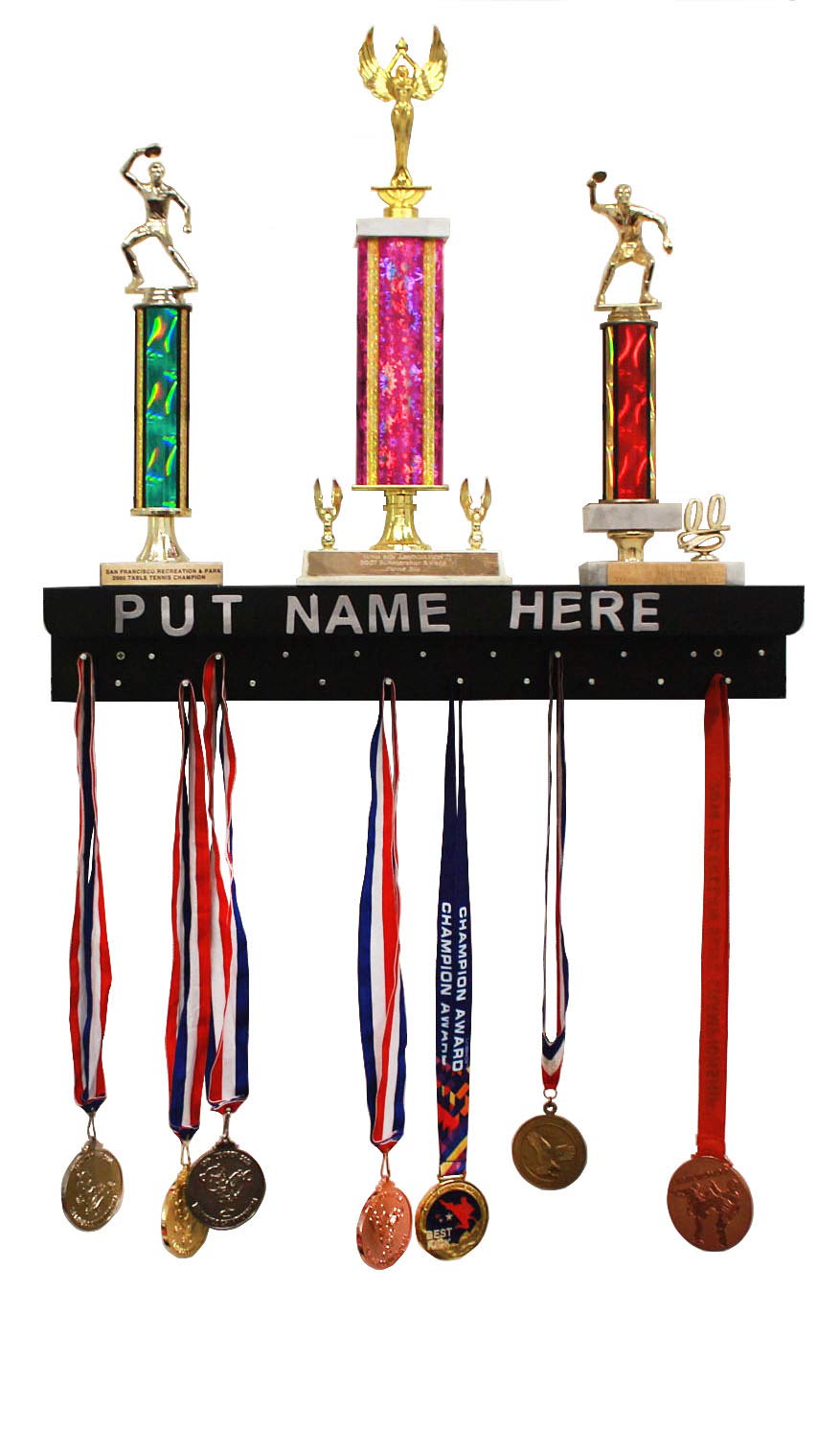 DisplayGifts Medal Hanger Trophy Shelf for Medal Display Hanger & Medal Holders for Runners Use As Ribbon Storage & Ribbon Organizer White