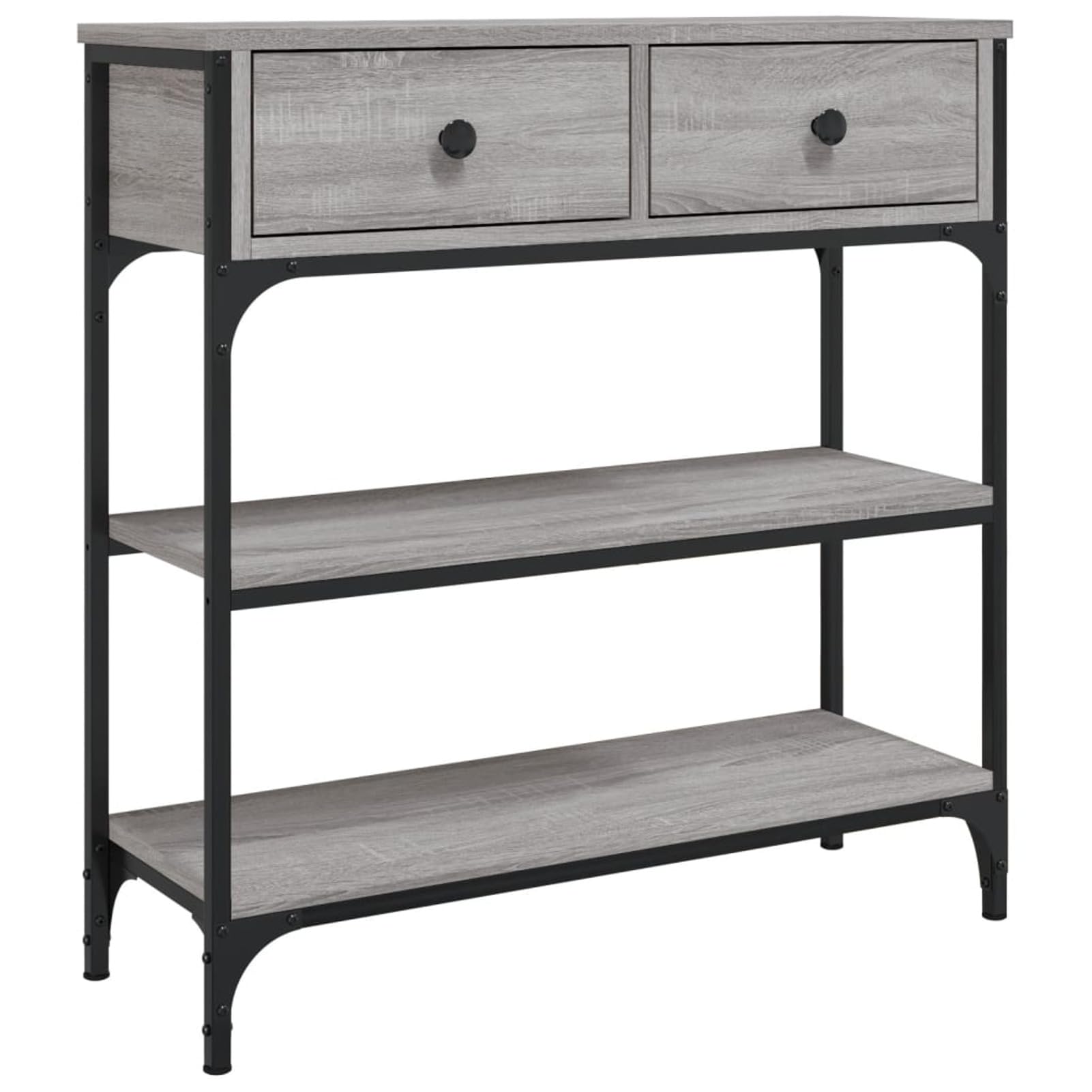 Gecheer Table Console Chêne Sonoma 72,5 × 25 × 75 Cm – Meuble Entrée Avec 2 Tiroirs Et Étagères Bois D'Ingénierie