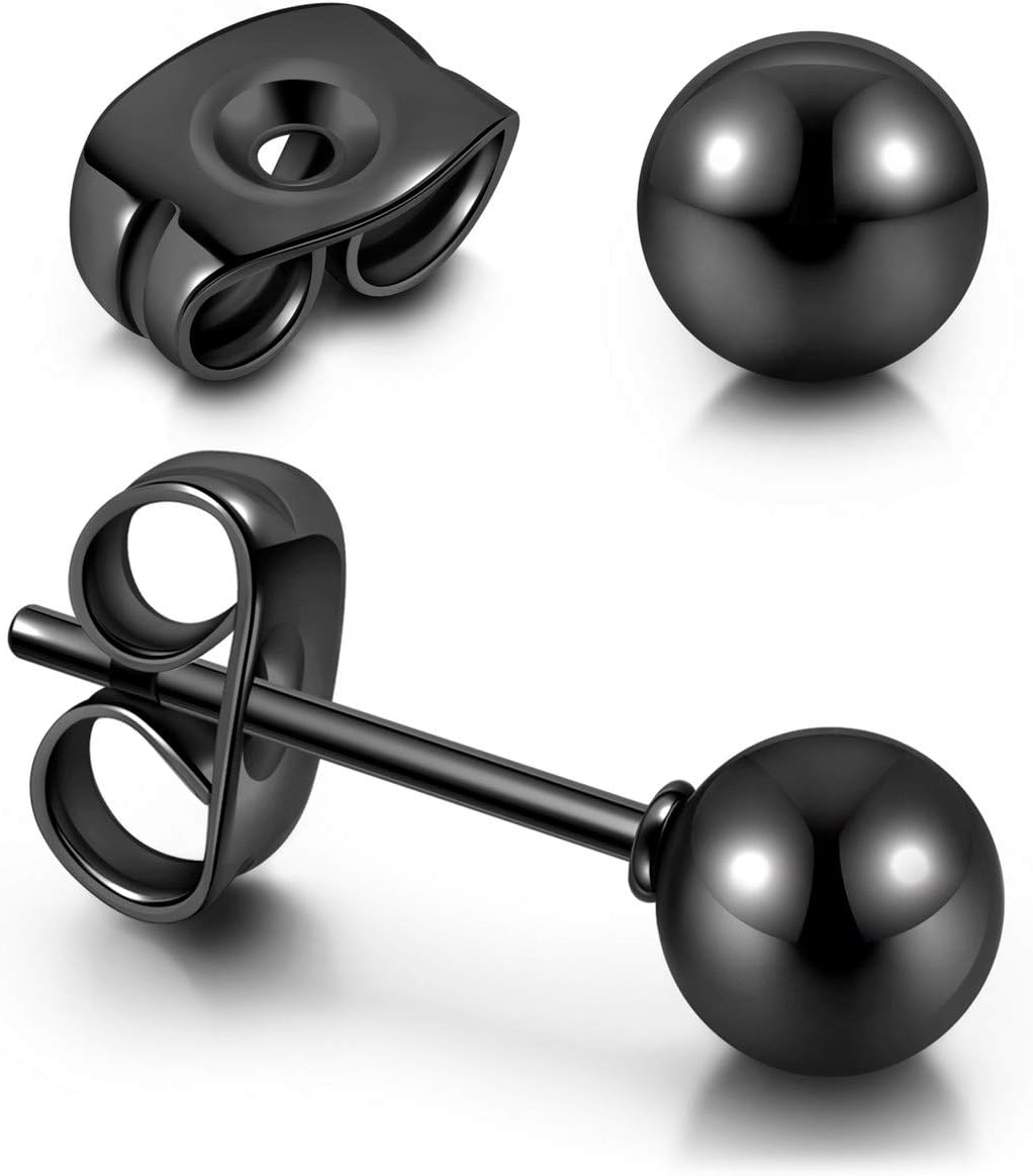 Top Plaza 10Pcs Hypoallergenic Stainless Steel Round Ball Earrings for Women Men Studs Earring Set 3mm-8mm - Image 3