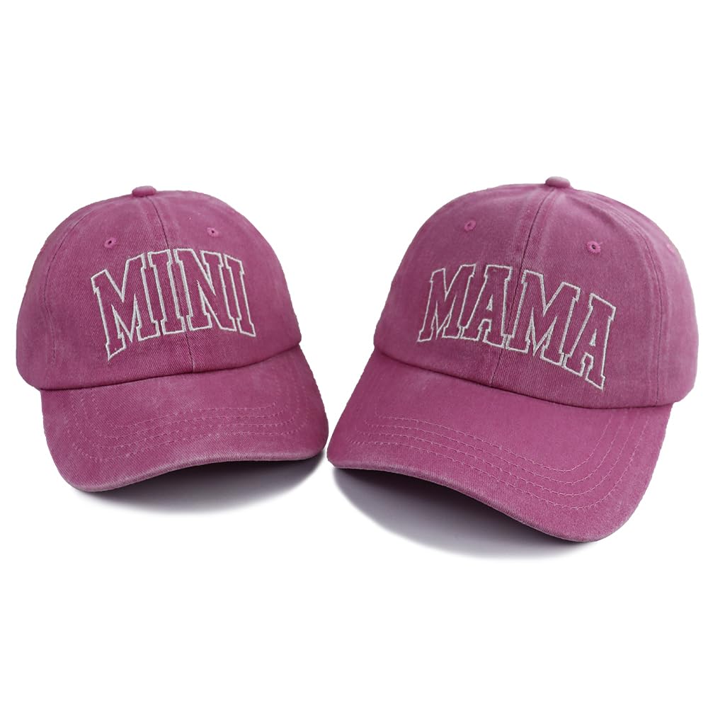 Mommy and Me Matching Outfits, Mama & Mini Hat for Mother Daughter Son Girl Boy Toddler, Mom Baby Baseball Cap Set for Mothers Day Birthday Gifts Pink