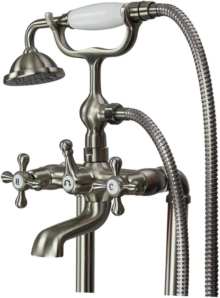 Transolid T4210-Bnfreestanding Tub Faucett4210-BN Includes Floor Mount Tub Filler Rough with Solid Brass Body, Brushed Nickel
