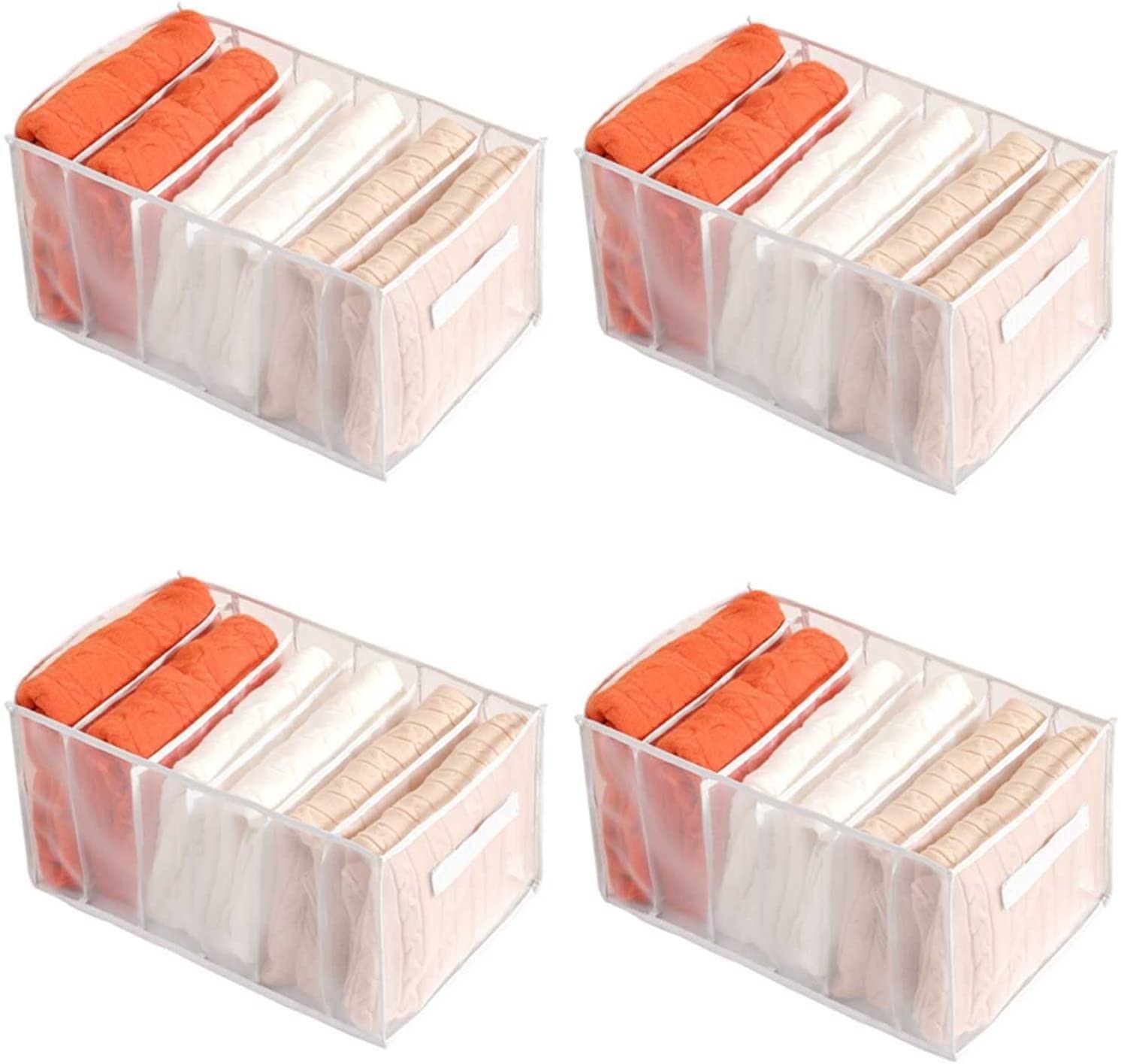 4 Piezas Caja De Almacenamiento con Compartimento para Vaqueros Organizador De Cajones De Armario Almacenamiento De Ropa De Armario De Malla Plegable para Sujetador Calcetines Camisetas