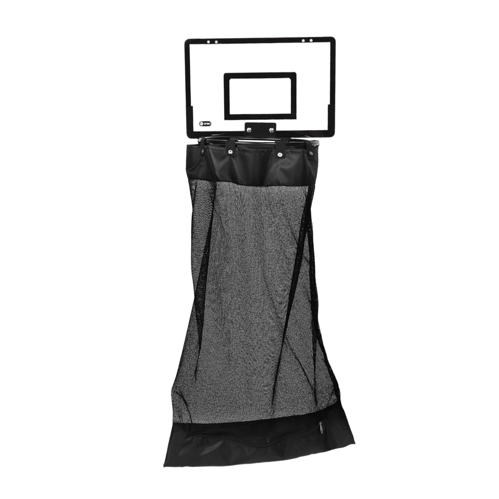 Cesto Portabiancheria Sospeso, Soluzione per Riporre I Vestiti, Canestro Da Basket E Borsa per Porta, Realizzato in Tessuto Oxford Resistente E Traspi, Nero