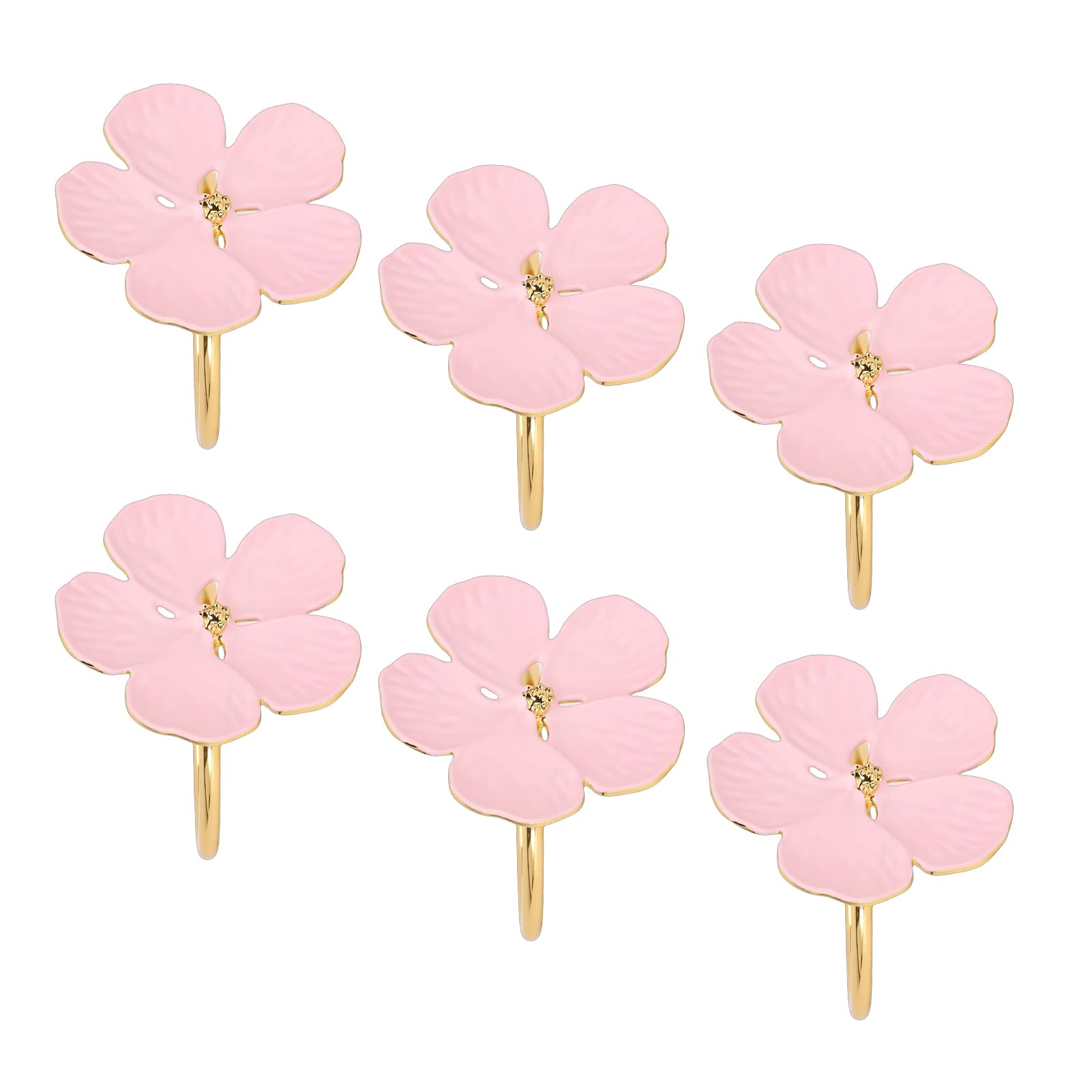 Portatovaglioli Floreali Anelli Portatovaglioli in Lega di Fiori Delicati Decorazioni per la Tavola per Feste 6 Pezzi per Cene di Nozze (Roseo)