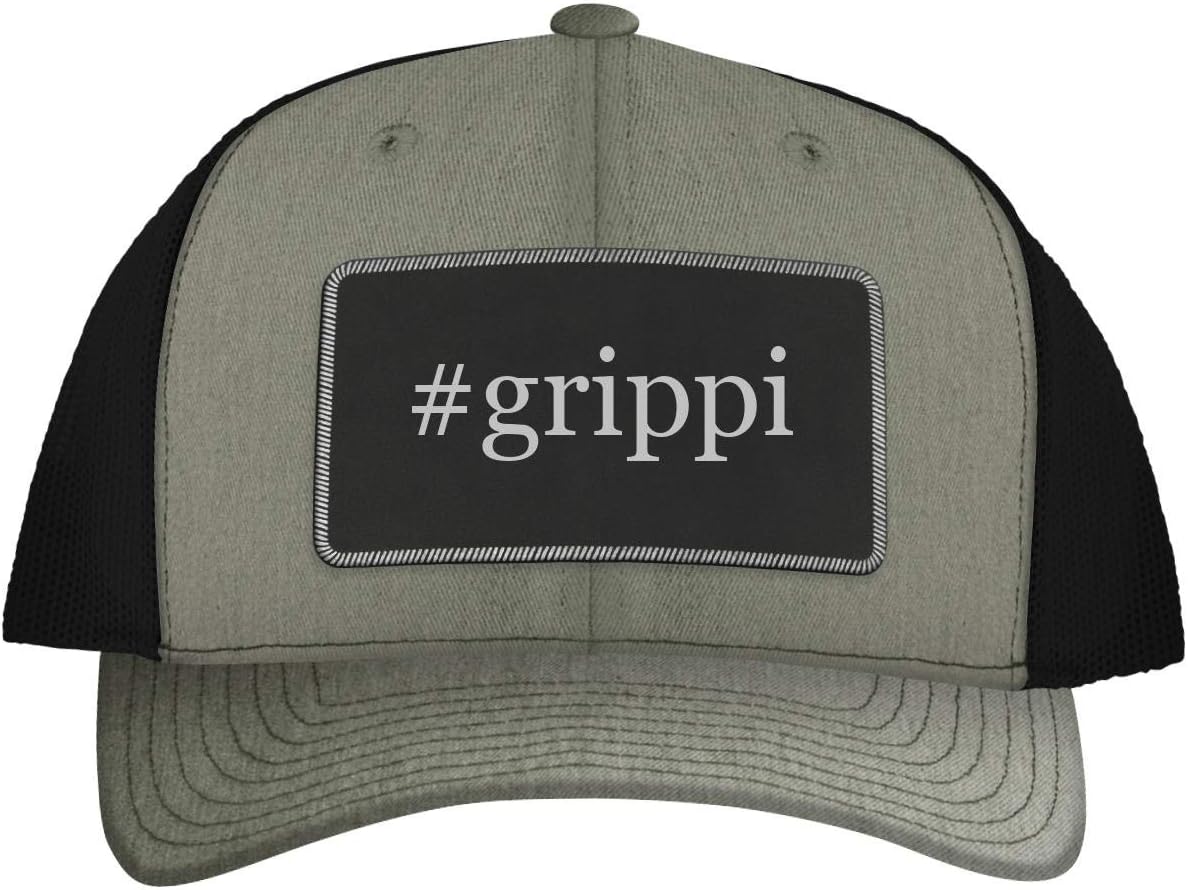 One Legging it Around #grippi - Leather Hashtag Black Patch Engraved Trucker Hat