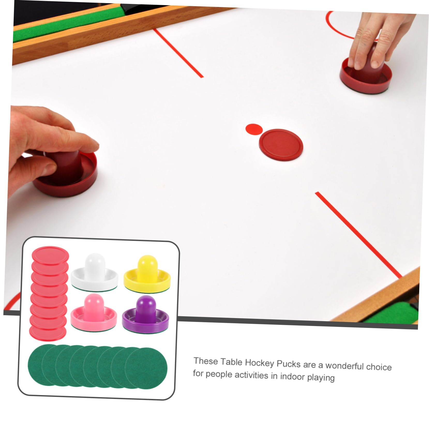 Hemobllo 3 Ensembles Set de Accessoires de Hockey Table Poussoir et Palets Couleurs Palets Jeu pour Famille