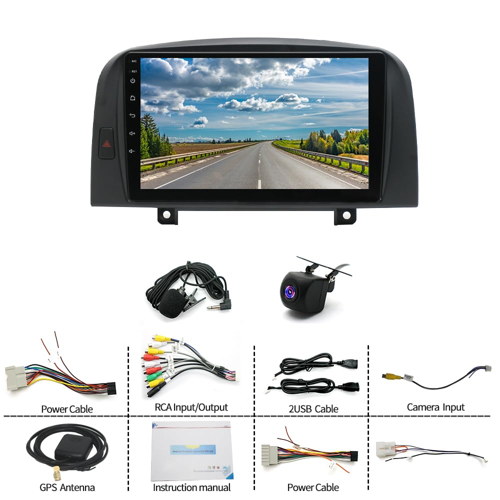 Estéreo de coche doble DIN for Hyundai Sonata NF 2004-2008, pantalla táctil de 9 pulgadas, Android 13, receptor multimedia de audio for coche con CarPlay, Android Auto, radio GPS, navegación, Bluetoot