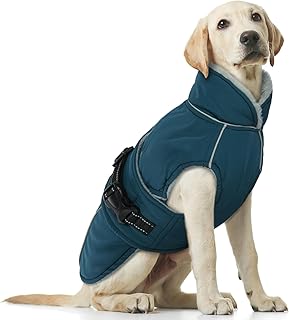 Hundemantel Grosse Hunde, Hundemantel Winter wasserdichte Hunde-Schneejacke Winter Hundepullover Fleece Winterjacke Winddichter(Dunkelgrün, L) product image