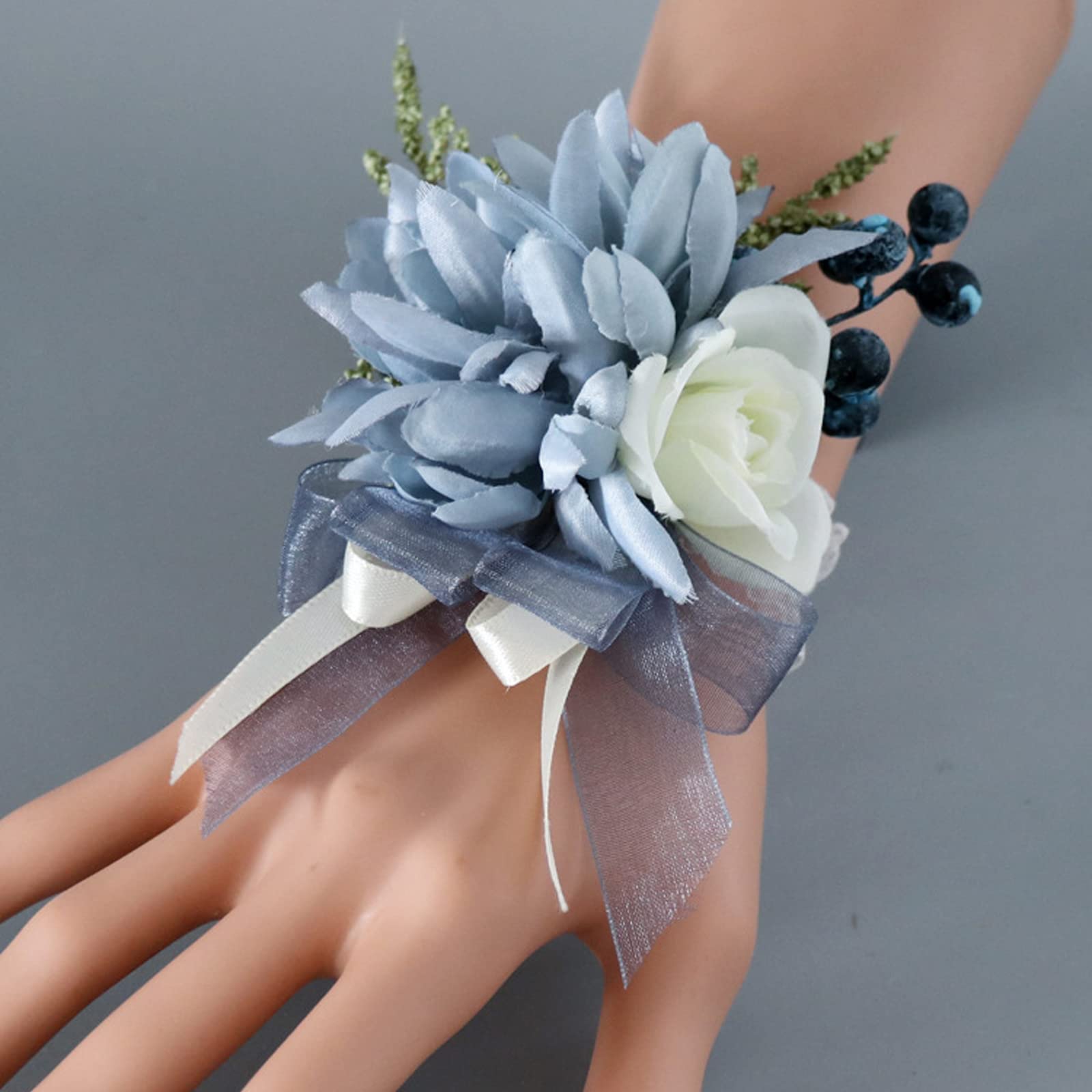 URROMA Set di bouquet da polso e fiore all'occhiello 1 set piccolo calla viola fiore mano per ballo di fine anno braccialetto artificiale matrimonio per festa di nozze ballo