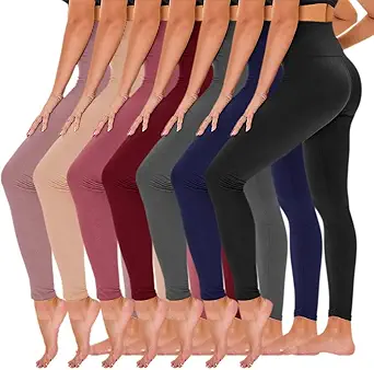 TNNZEET 7 Pack Leggings for Women - High Waisted Yoga Pants with Pockets Black Leggings Women Full Length & Capri