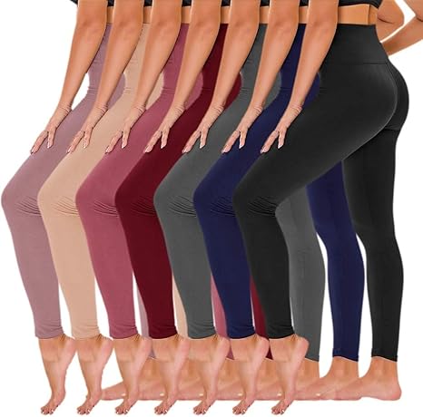 TNNZEET 7 Pack Leggings for Women - High Waisted Yoga Pants with Pockets Black Leggings Women Full Length & Capri