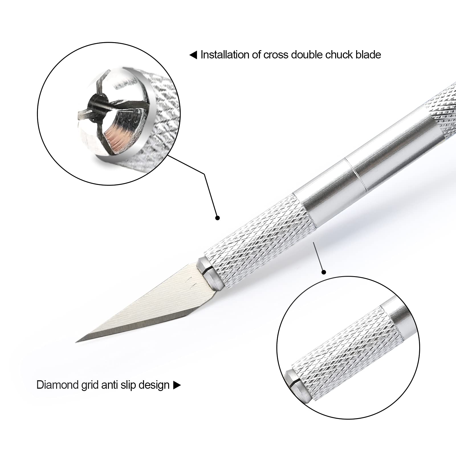 EHDIS Scalpel-knutselset, voor kunst, hobby, verzamelalbum en sculptuur, knutselmessenset bevat 2 precisiemessen, 10 lemmen, opbergdoos, pincet, rakel