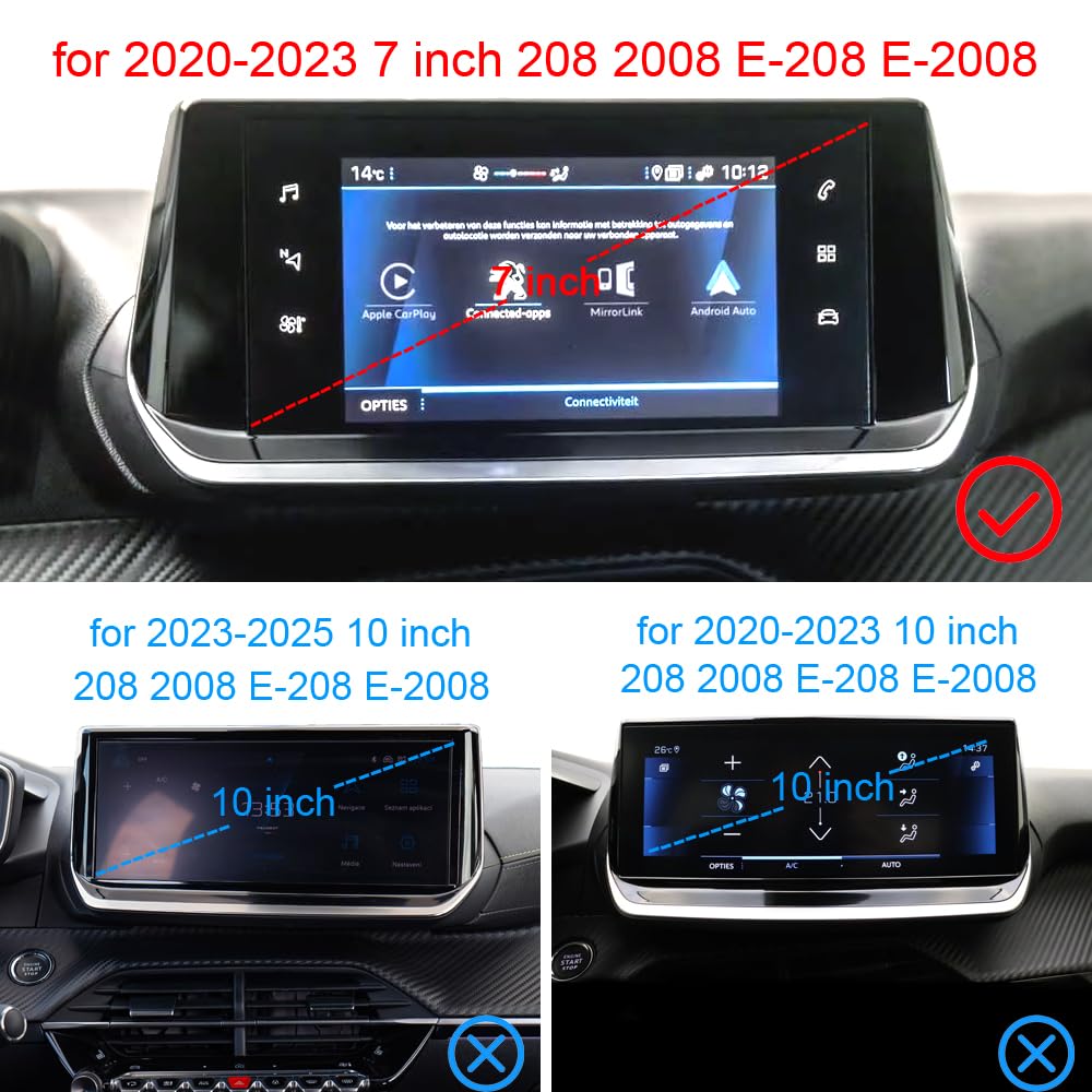 Supporto per cellulare da auto compatibile con Peugeot 208 e-208 P21 2008 e-2008 P24 2020 2021 2022 2023 (for 208/2008/E-208/E-2008 2020-2023 for 7")