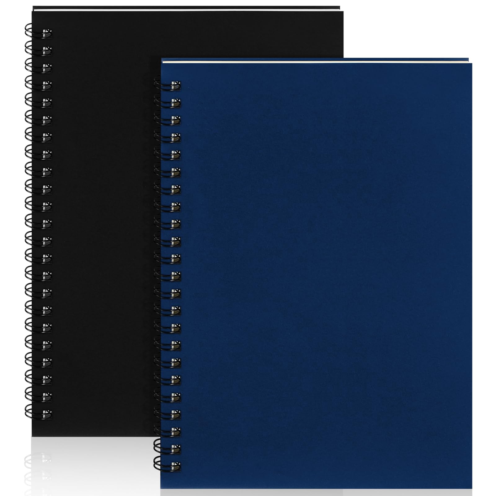 Yahenda 2 Pcs Spiral Notebooks, 1 Subject, Wide Ruled, Black, Deep Blue