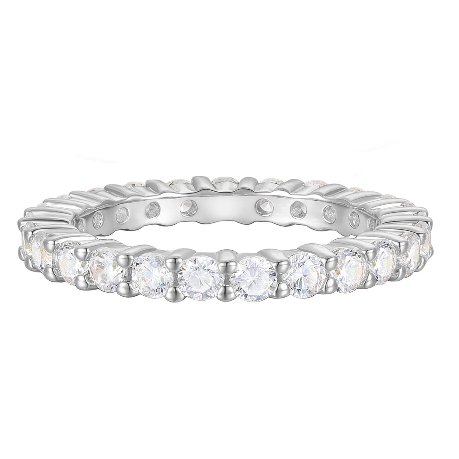 14K Gold 2.5mm Round Brilliant Cut Moissanite Full Eternity Wedding Band
