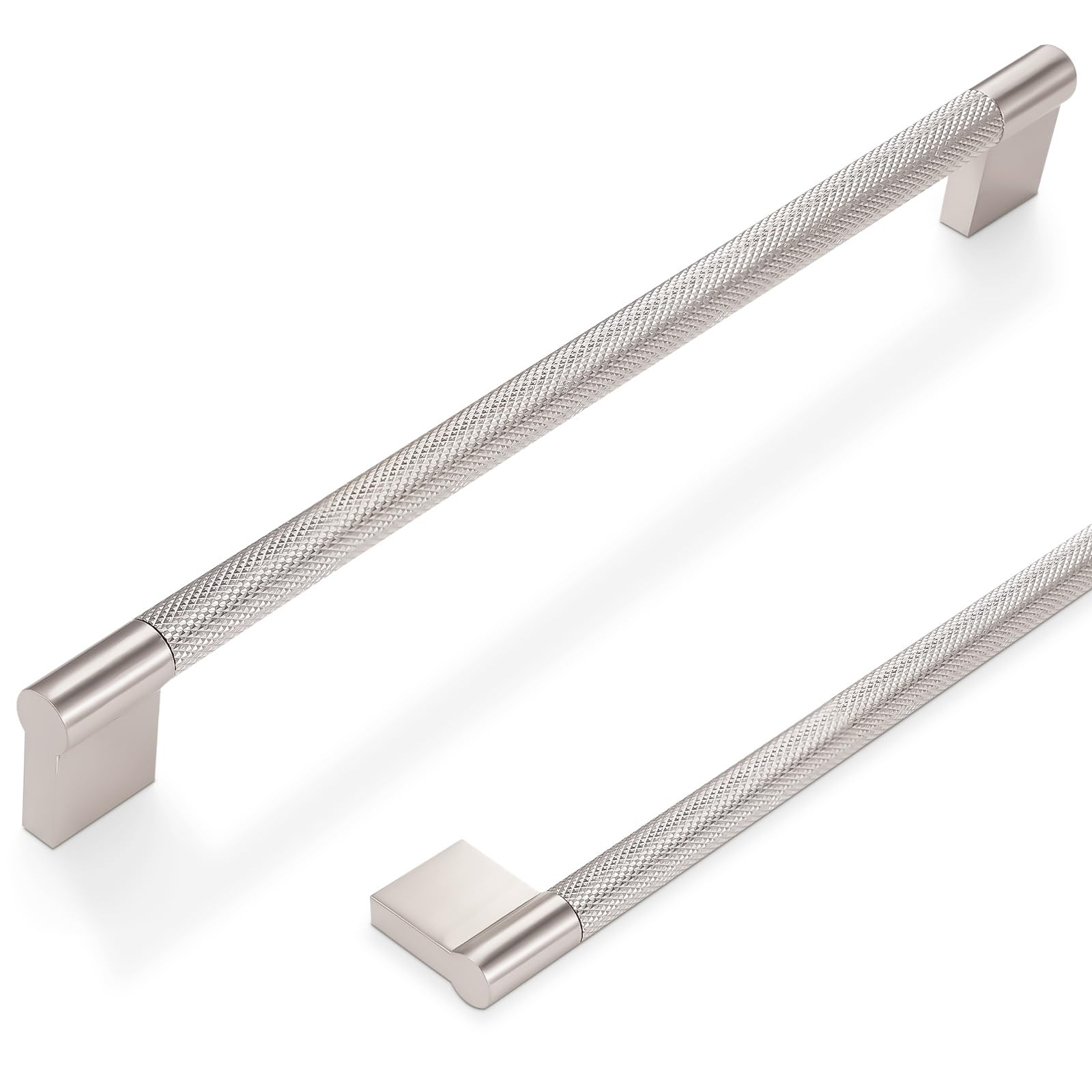 Küchenschrankgriffe, gerändelt, 320 mm, gebürstetes Satin-Nickel, gerändelt, Schubladengriffe, Küchenzubehör, 10 Stück