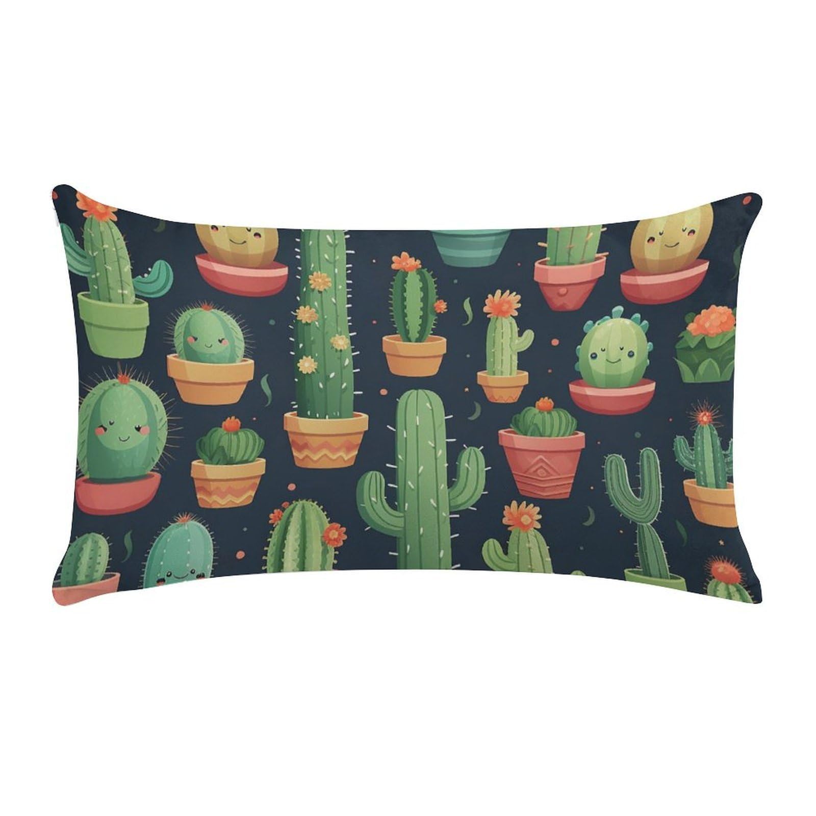 Cactus Seamless Illustration Pillow Cases for Sofa, Super Soft Plush Pillow Cover with Zipper, Luxury Cozy Pillow Shams for All Seasons, Lightweight Pillowcases for Bedroom, 12" X 20"