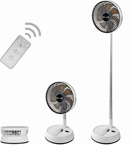 Ventilador oscilante plegable recargable de 8 pulgadas, 7200 mAh, funciona con pilas, ventilador de pedestal silencioso para dormitorio, oficina,