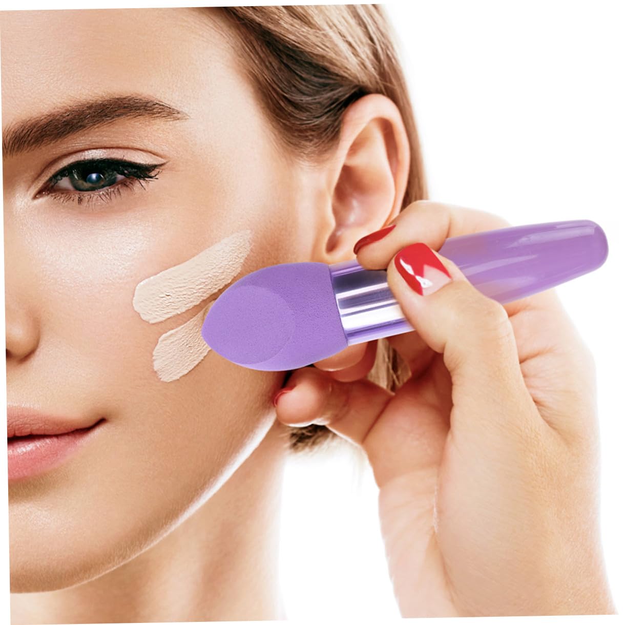 NUOBESTY 6 Stück Make Up Puff Stifte mit Latex Formstabiler Make Up Schwamm Tragbare Kosmetikwerkzeuge für Präzises Auftragen und Reisen
