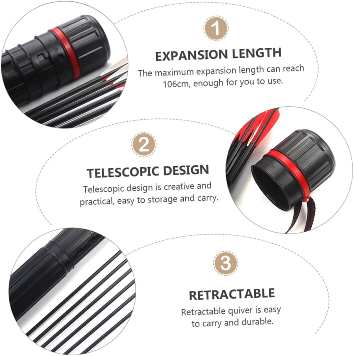 2pcs Telescopic Arrow Tube Adjustable Storage for Hunting Arrows Lightweight and Retractable Carrier for Outdoor Sports and Competition Training
