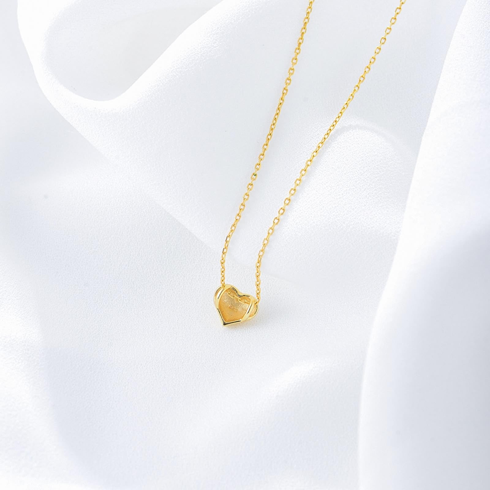 Au375/585/750 Chaîne en or pour femme Pendentif véritable Bijoux pour femme Chaîne en forme de cœur, or jaune 9 K/14 K/18 K, 40 + 5