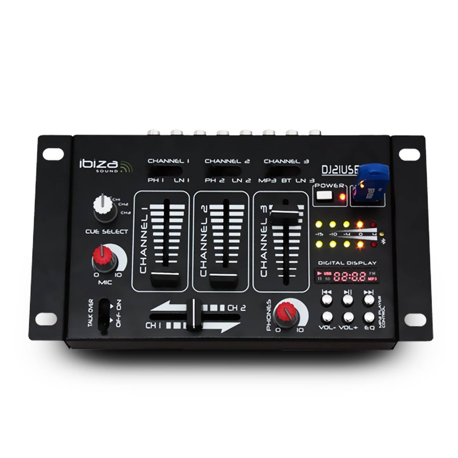 Ibiza DJ21 USB Bluetooth 2 Canaux Table de Mixage + Casque SONO DJ