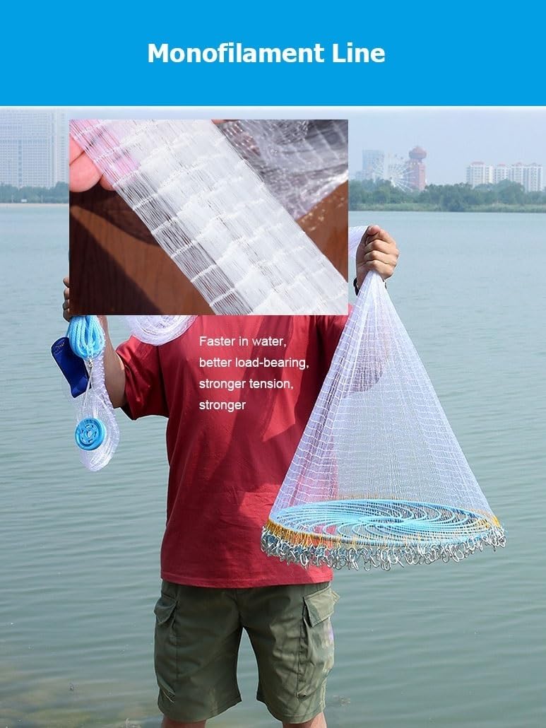 Red De Pesca Red De Fundición A Mano Red De Nylon Retráctil Monofilamento Plegable Portátil Red De Peces Peces Y Camarones Jaula Bolsa De Pesca Jaula De Pesca