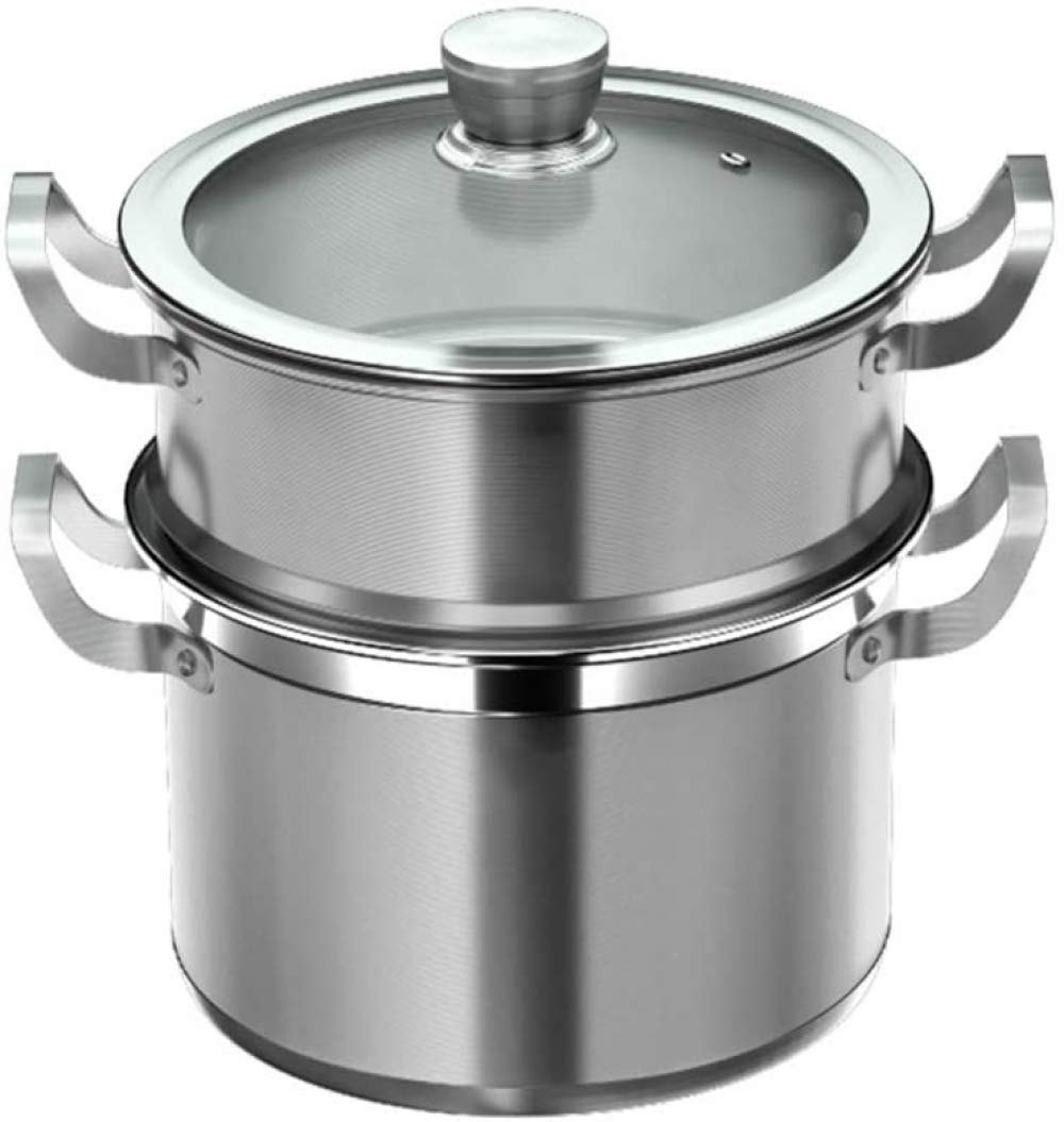 MYUYEE Cooking Pot,Steamer Cooking Pot, 3 Tier Stainless Steel Food Steamer Cooker Cooking Pot Kitchen Pan Set With Glass Lid-Stackable Induction Steamer Pan-26Cm (22Cm)