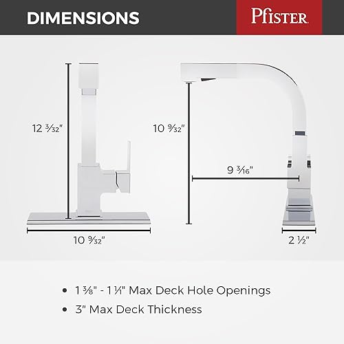 Miniatura 6 de Pfister LG534-LPMC Arkitek - Grifo de cocina con cabezal rociador extraíble cromo pulido Negro mate, Polished Chrome, Acero inoxidable
