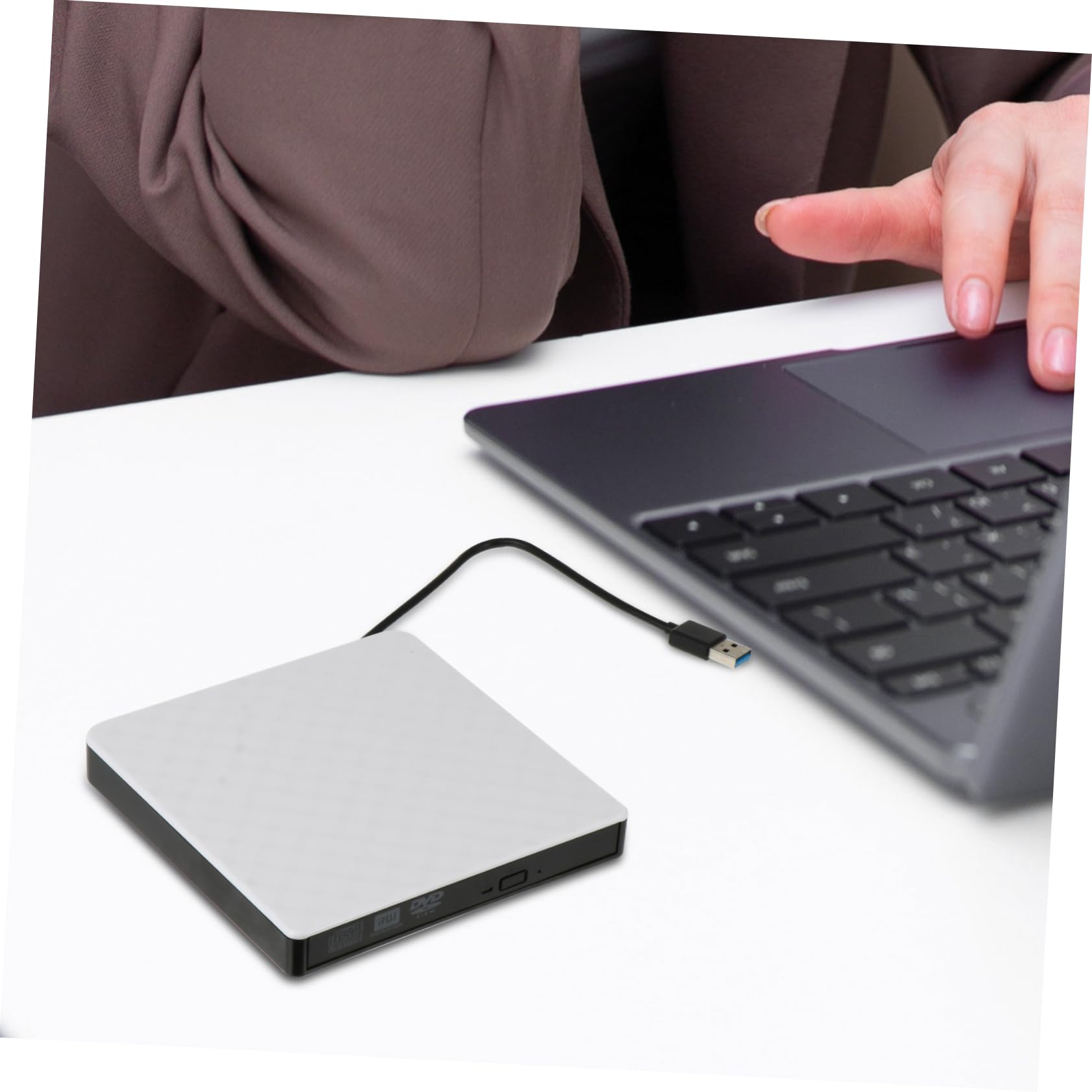 PartyKindom Masterizzatore Dvd Esterno USB 3.0 Bianco Abs Ultra Sottile | Lettore CD e Dvd per Laptop e Desktop, 8x Dvd-rom 24x Cd-rom, Basso Rumore