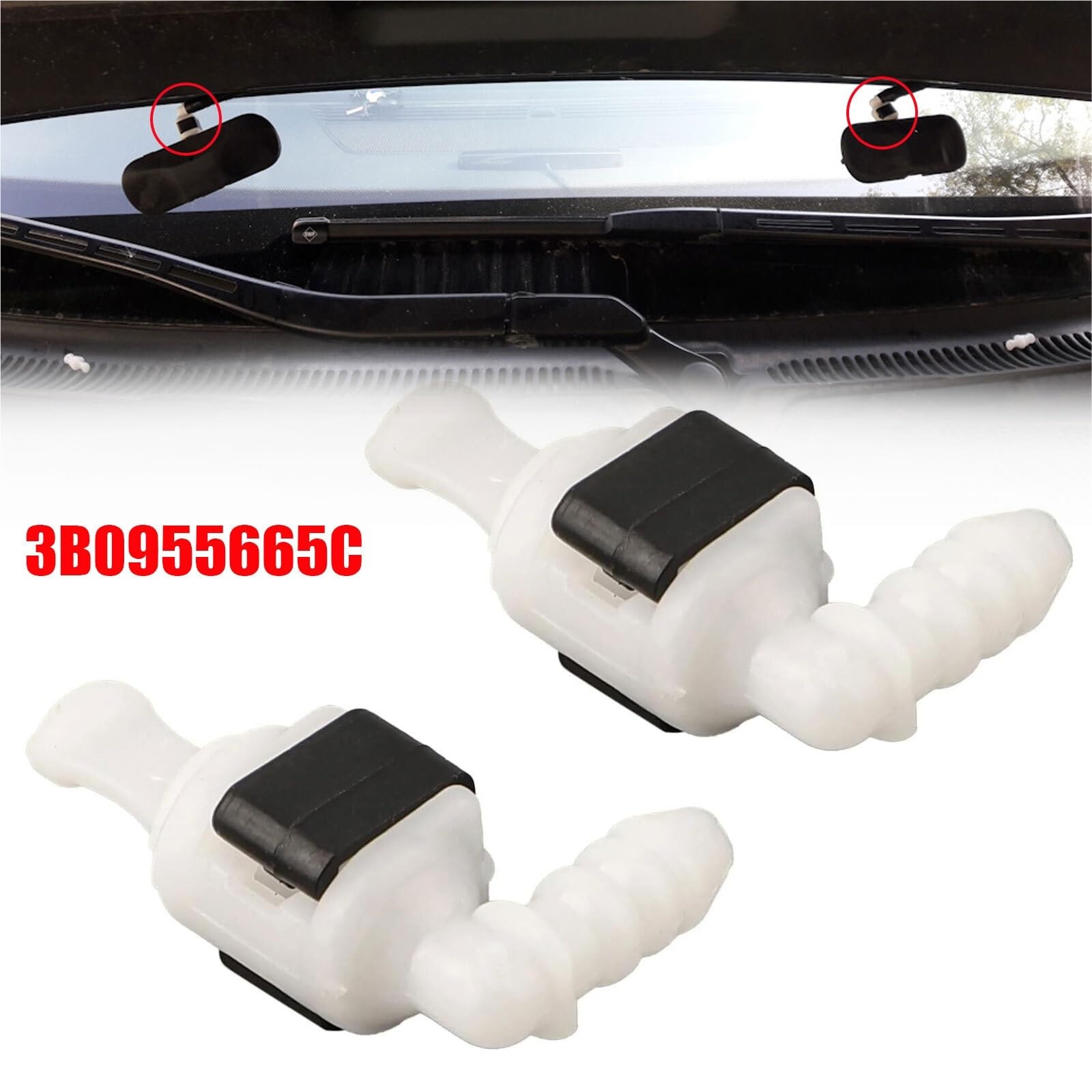 Lavavetri Anteriori Pompa Lavavetri Adatto per VW Polo Golf Passat Caddy Jetta Tiguan 3B0955665C Connettore di accoppiamento per getto della pompa lavavetri per auto Pompa acqua lavaggio