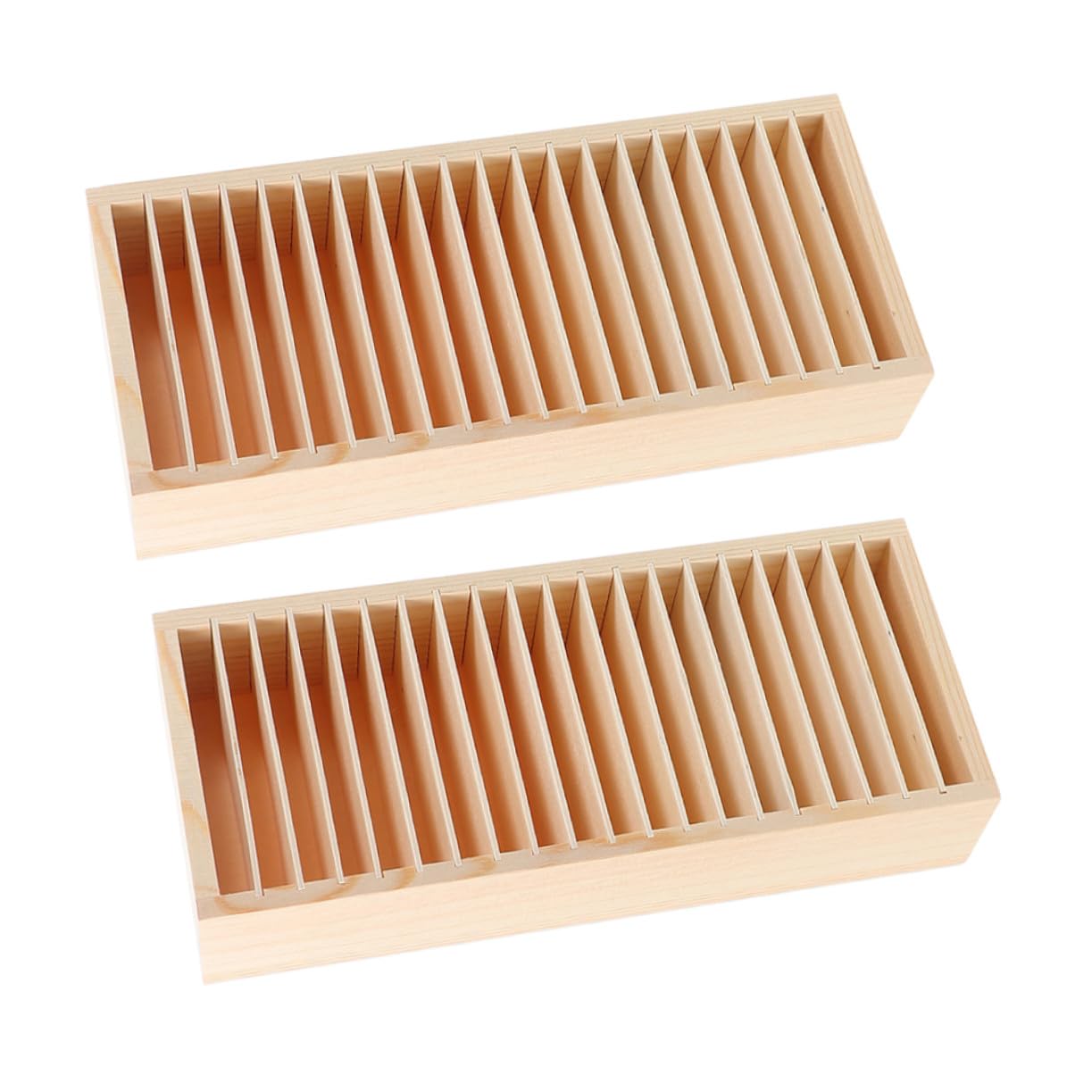Homoyoyo Holz Karten Organizerbox 2 Stück mit Mehreren Fächern Beige