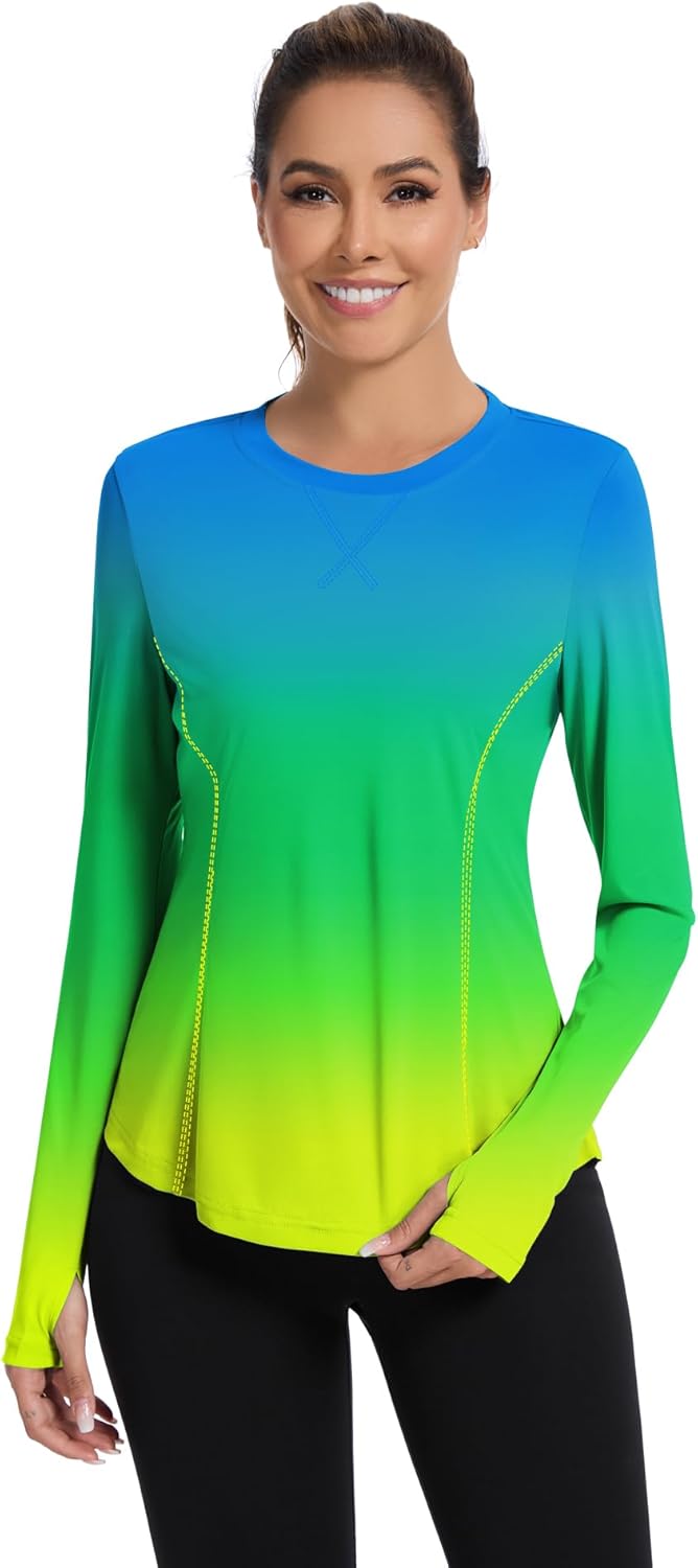 Avoogue Women UPF 50+ UV Shirts Long Sleeve with Thumb Holes Workout Sun Shirt Quick Dry Athletic Hiking Running Tops - Image 2