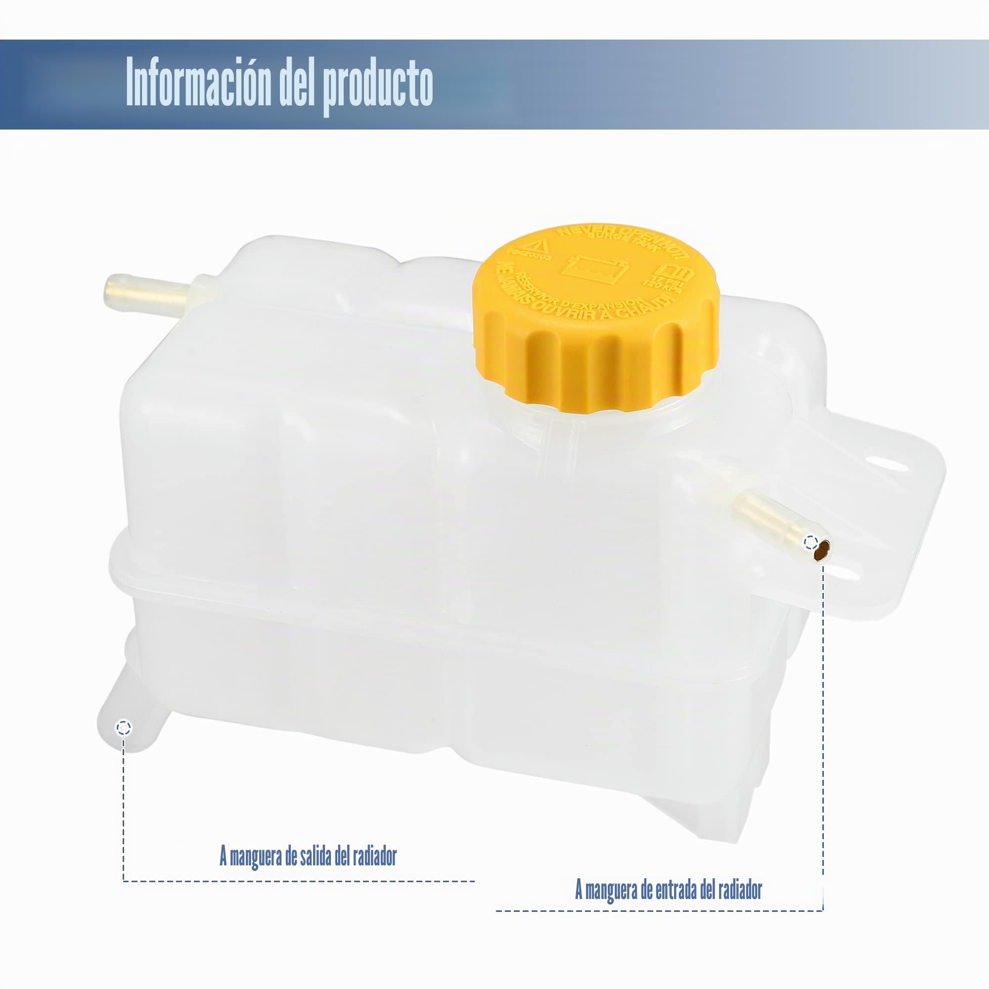 A ABSOPRO Depósito De Refrigerante Del Radiador Para Chevrolet Aveo 07-11 | Plástico, Transparente, 17X10X10Cm, 96930818,95216944, Para Pontiac G3 Base 1.6L 2009-2010, Ent 42Mm, Sal 14Mm