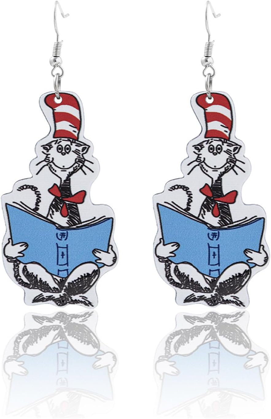 Dreuyet Color Classics Stackable Book Earrings Pencil Earrings Teacher Earrings for Women Handmade Polymer Clay Pencil Book Earrings Teacher Gifts