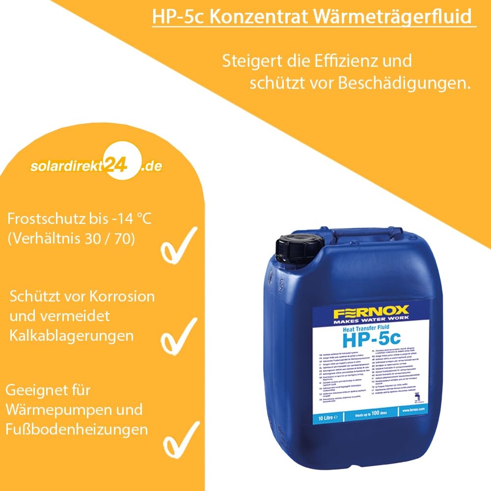 Fernox Heat Transfer Fluid HP-5c 10 L Konzentrat | Frostschutz & Korrosionsschutz für Wärmepumpen & Fußbodenheizungen | Aluminium- & Materialverträglich