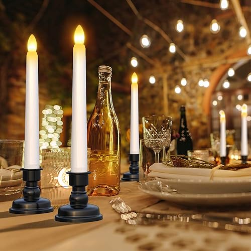 Miniatura 3 de PChero - Velas LED con temporizador, paquete de 6 velas de ventana parpadeantes sin llama con control remoto y portavelas, ideales para Acción de