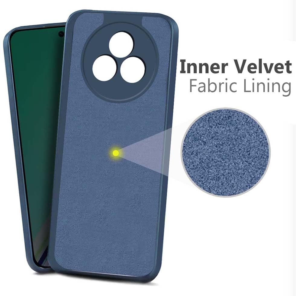 Image of Fashionury Liquid Silicon Back Cover for Realme Narzo 80 Pro 5G | Camera Protection | Anti-Fingerprint | Inner Velvet Fabric | Ultra Slim Case (Blue)