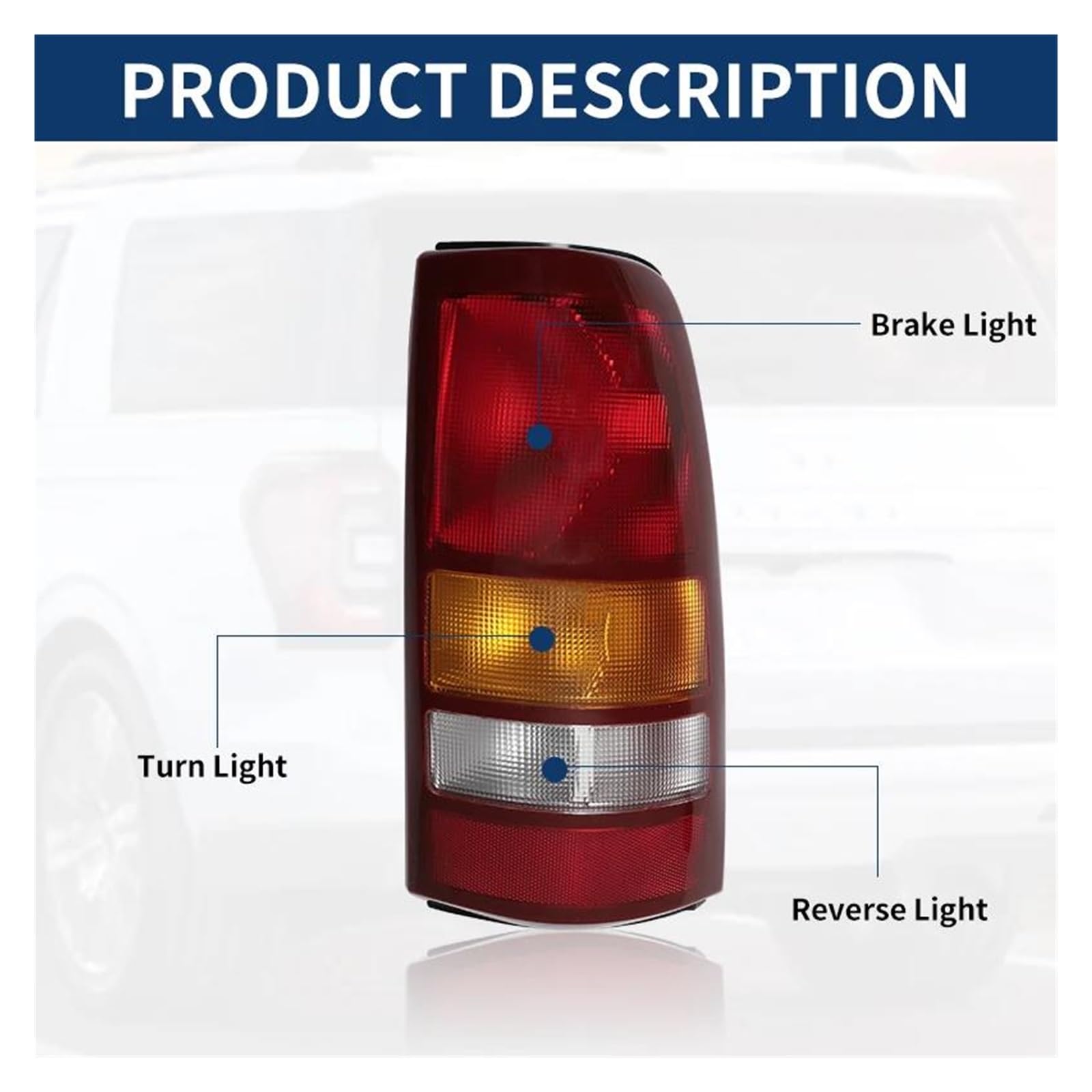 Luz Trasera para GMC para Sierra 1999-2006 Luz Trasera Coche Camión Reflector Parachoques Trasero(Bien)