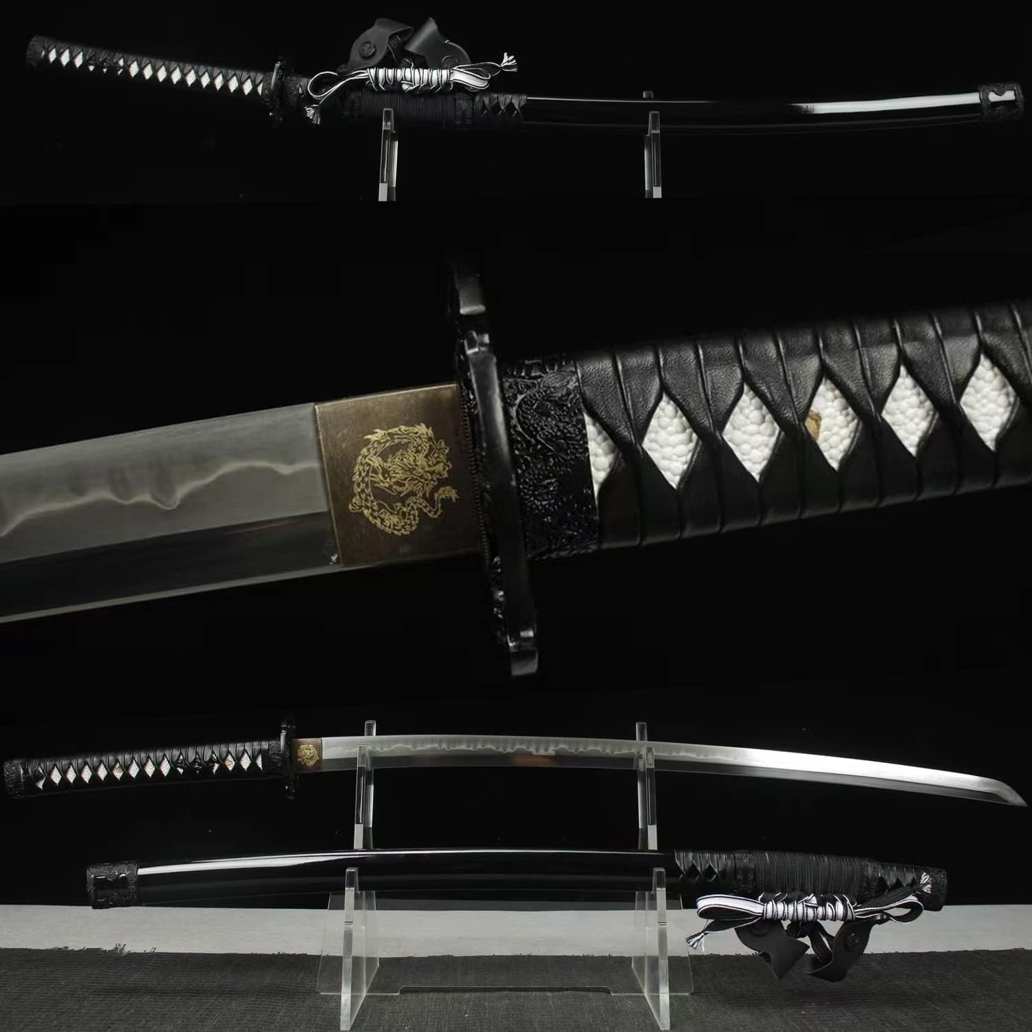HERO SWORD Handmade Black Dragon Sword Hand Forged Razor Sharp Clay Tempered T10 Steel Tachi Sword Cool Weapons Battle Ready