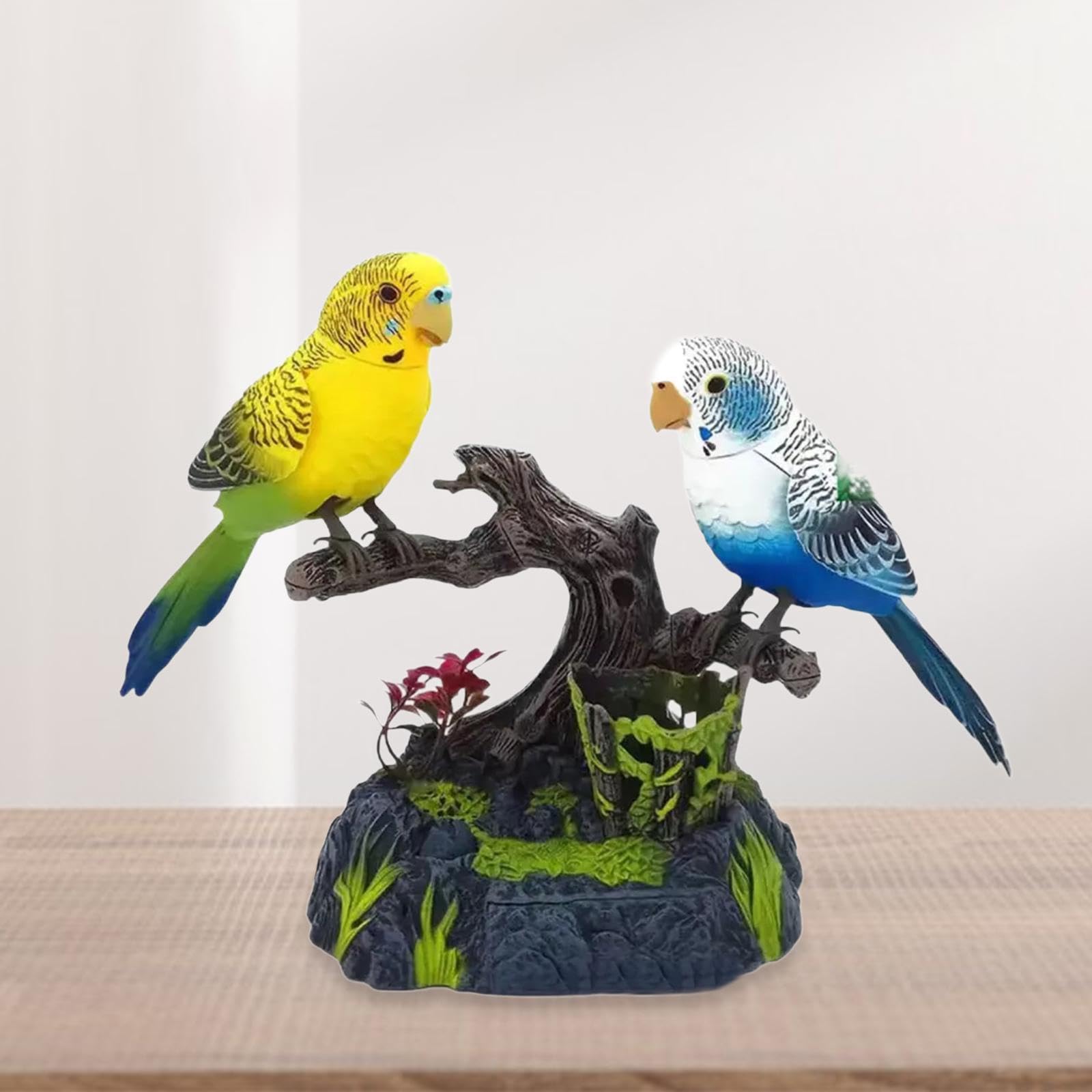 Escomdp Talking Parrots Electric Birds Electronic Pets Home Office Desk Decoration Recording & Playback Pen Holder Children's Toy Christmas Birthday Gifts (White & Yellow