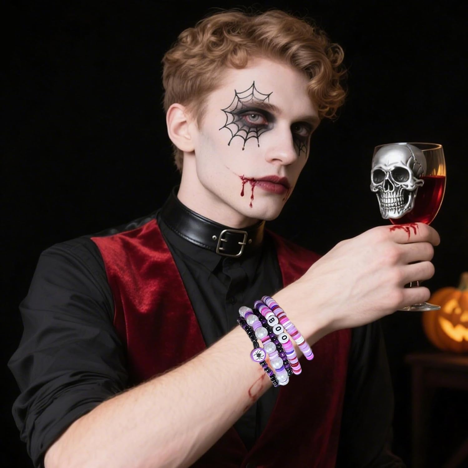 Halloween Heishi Beaded Bracelets 5PCS Stackable Clay Friendship Bracelet Kit with Boo & Spider Charms Cute Preppy Halloween Jewelry for Women - Image 4