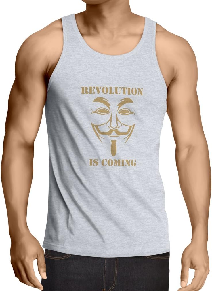 lepni.me Men's Tank Top The Revolution is Coming Anonymous Hackers Legion V for Vendetta