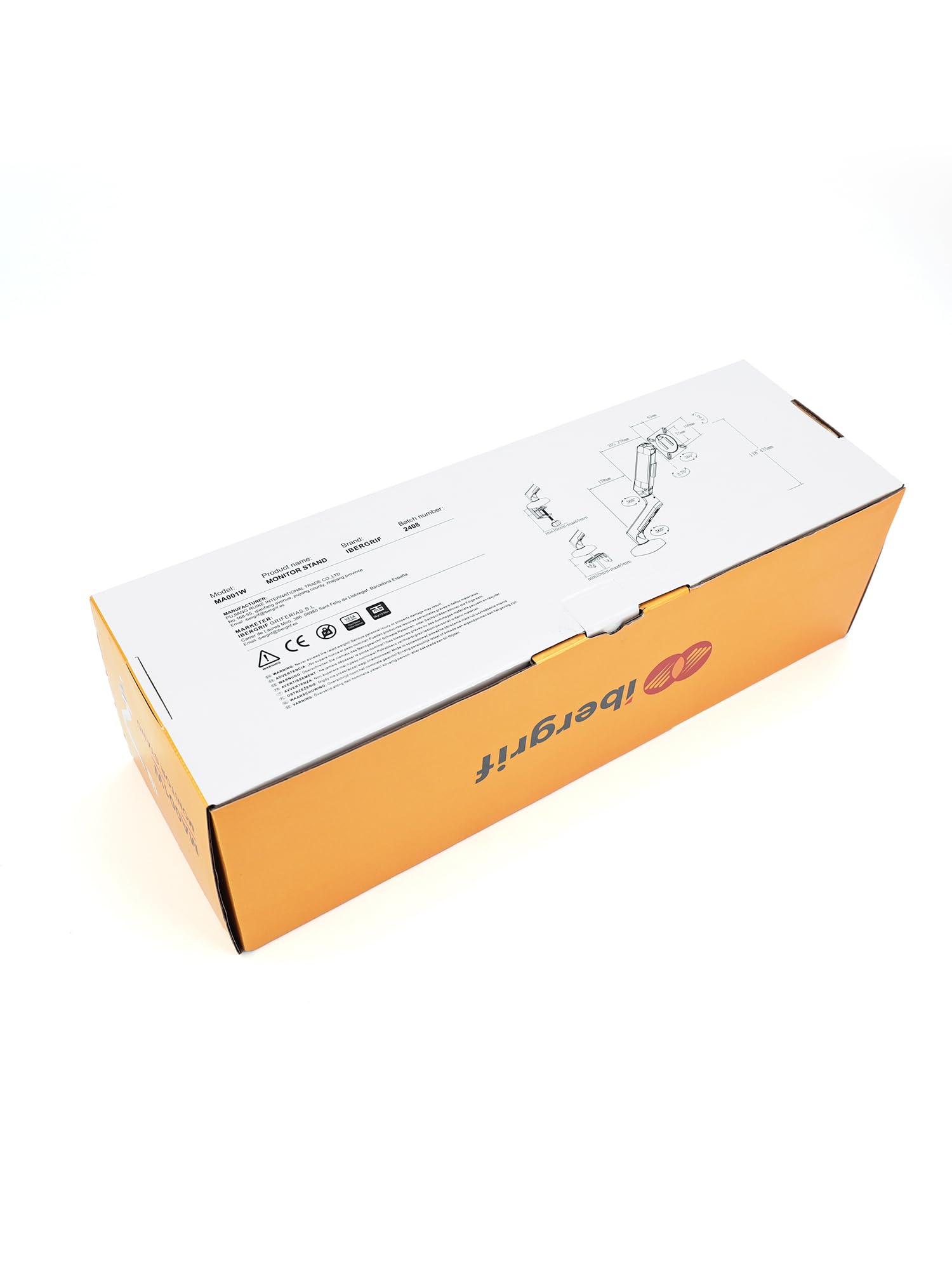 Ibergrif Support Écran PC Bras 13-32 Pouces VESA 75/100mm Réglable Hauteur Inclinable Pivotant Rotatif Gestion Câbles Blanc MA001W