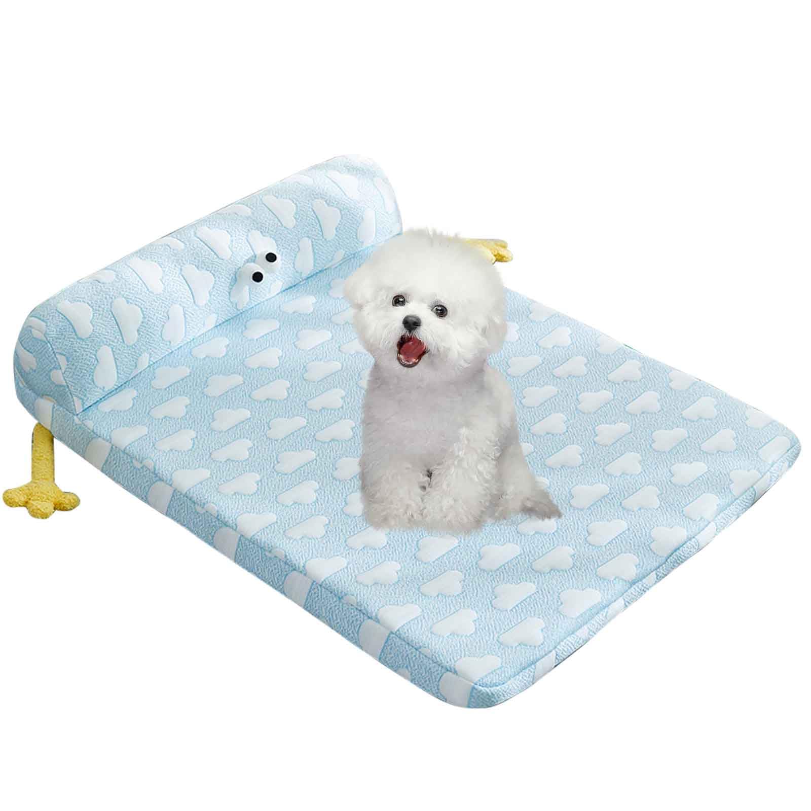Esterilla De Refrigeración para Perros, Cama Perro Verano, Cojín para Perros, Camas Antideslizantes para Perros con Funda Extraíble Lavable,Azul,XL